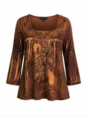 B.L.E.U.  Boho Skirted Flare Arm Top.